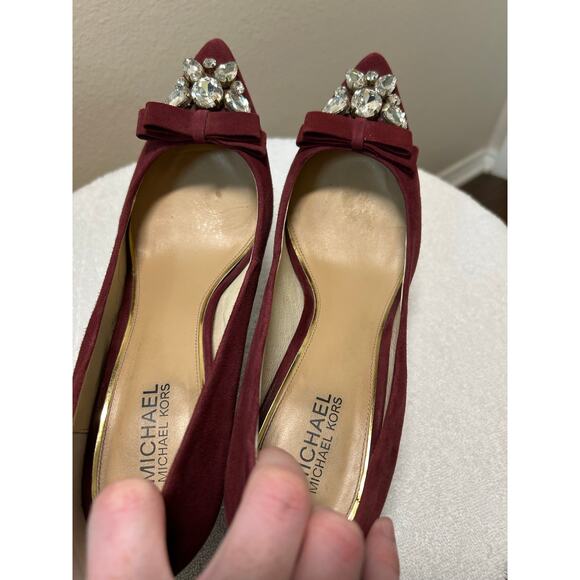Michael Micheal Kors Felicity Burgundy Suede Stiletto Heels - Picture 6 of 11
